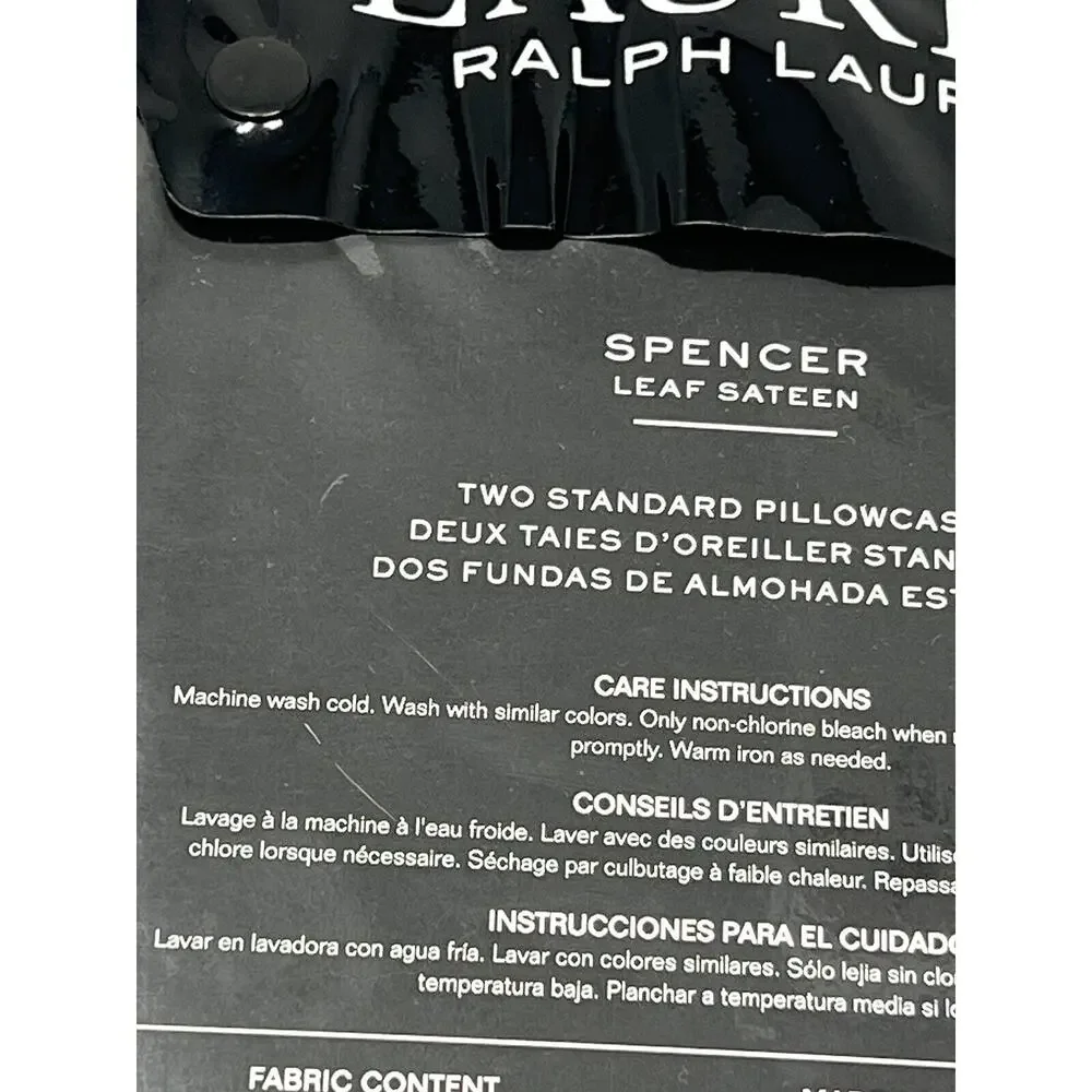 Ralph Lauren Spencer Leaf Sateen 2 STANDARD Pillowcases Deep Lavender Purple NIP